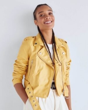 Jaqueta de motoqueiro de couro sintético